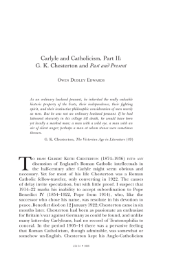 Carlyle and Catholicism, Part II: G. K. Chesterton and Past and Present