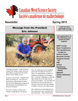 2015 Spring Newsletter - Canadian Weed Science Society