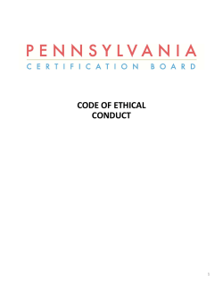 code of ethical conduct - Pennsylvania Certification Board