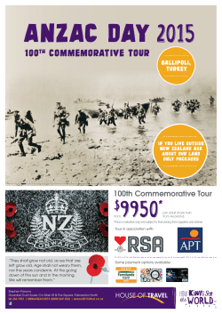 to a commemorative Gallipoli tour travel booklet.