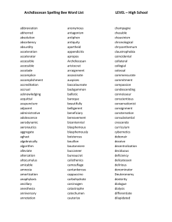 Archdiocesan Spelling Bee Word List LEVEL &ndash; High School