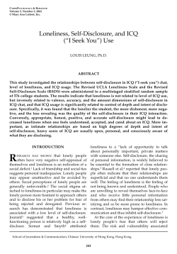 Loneliness, Self-Disclosure, and ICQ ("I Seek You") Use
