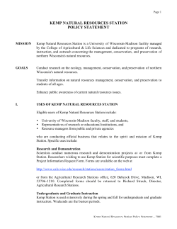 KEMP NATURAL RESOURCES STATION POLICY STATEMENT