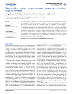 Syncopation creates the sensation of groove in synthesized music