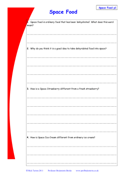 Space Food - Worksheets