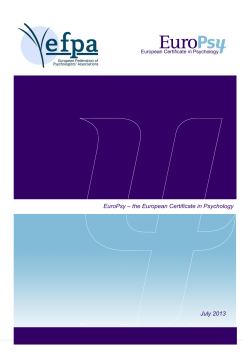 EuroPsy &ndash; the European Certificate in Psychology July 2013