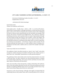 cfp: early modern satire (gothenburg, 2-4 nov 17)
