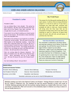 President`s Letter OVER AND UNDER ACROSS OKLAHOMA