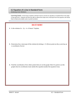 6.2 Equation of a Line in Standard Form DO IT NOW!