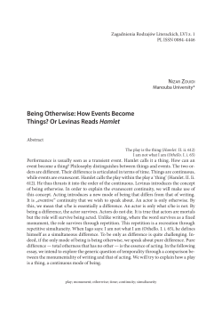 Being Otherwise: How Events Become Things? Or Levinas