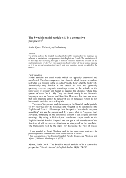 The Swedish modal particle v&auml;l in a contrastive perspective