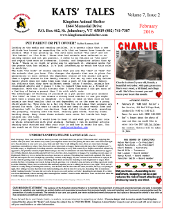February 2016 - Kingdom Animal Shelter