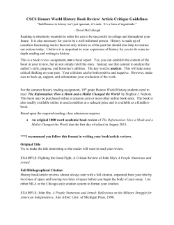 CSCS Honors World History Book Review/ Article Critique Guidelines