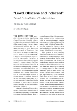 Lewd, Obscene and Indecent - Oregon Historical Society