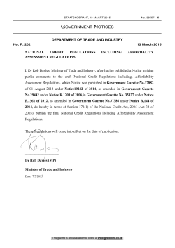 National Credit Act: National Credit Regulations