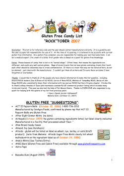 Gluten Free Candy List October 2007