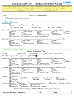 Imaging Services - Production/Paper Order