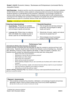 Grade 3, Unit 6:​ Economic Literacy: Businesses and Entrepreneurs