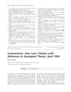 John Lea`s Cholera with Reference to Geological Theory, April 1850