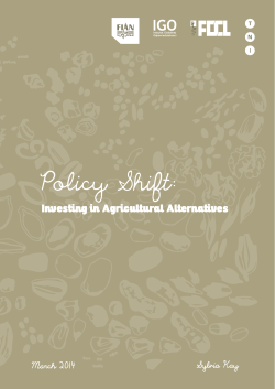 Policy Shift: Investing in Agricultural Alternatives