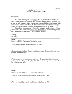 Hatchet by Gary Paulsen Student Comprehension