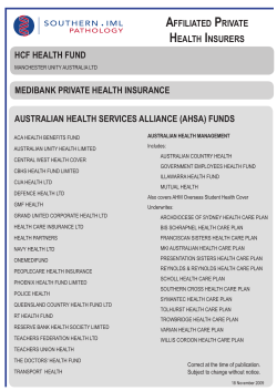 HCF HEALTH FUND AUSTRALIAN HEALTH SERVICES ALLIANCE