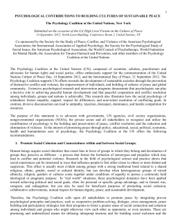 psychological contributions to building cultures of sustainable peace