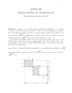 MATH 338 Solution Outlines for Assignment #4