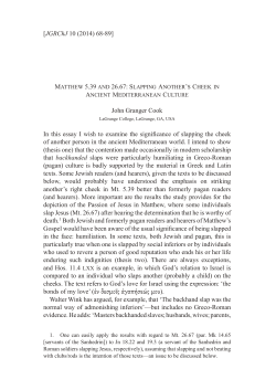 Matthew 5.39 and 26.67 - Journal of Greco