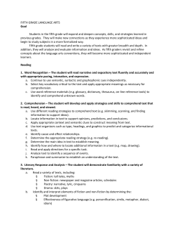 FIFTH GRADE LANGUAGE ARTS Goal Students in the fifth grade