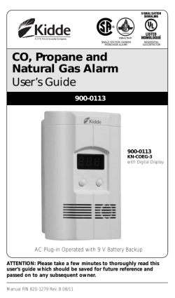 CO, Propane and Natural Gas Alarm User`s Guide