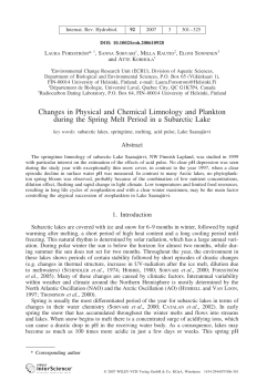 Changes in Physical and Chemical Limnology