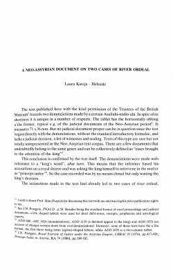 A Neo-Assyrian Document on Two Cases of River Ordeal.