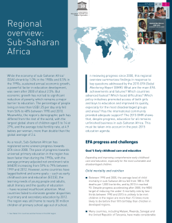 Regional overview: Sub-Saharan Africa