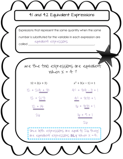 4.1 and 4.2 Equivalent Expressions