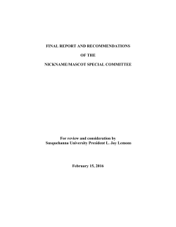 FINAL REPORT AND RECOMMENDATIONS OF THE NICKNAME