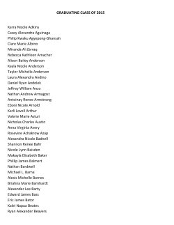 GRADUATING CLASS OF 2015 Karra Nicole Adkins Casey