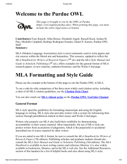 the Purdue OWL MLA Formatting and Style Guide