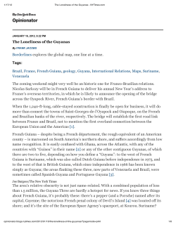 New York Times: The Loneliness of the Guyanas