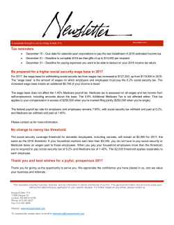 Tax reminders Be prepared for a higher social security wage base in