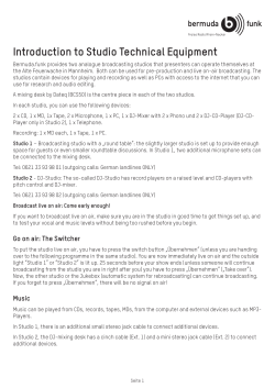 Introduction to Studio Technical Equipment