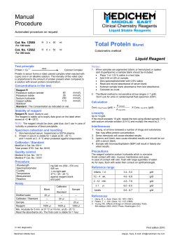 Manual Procedure Total Protein Biuret