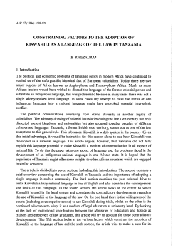 Constraining Factors to the Adoption of Kiswahili as a Language of