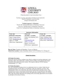 Instructor Information TLSC 420 08/30/2016