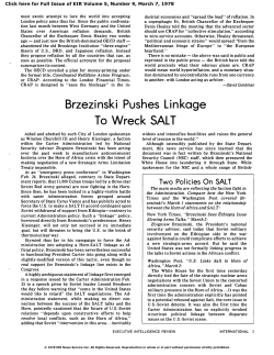 Brzezinski Pushes Linkage Line To Wreck SALT