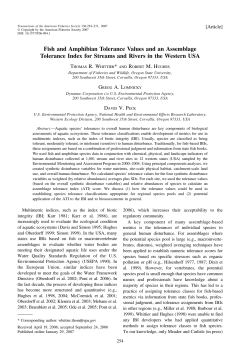 Fish and Amphibian Tolerance Values and an Assemblage