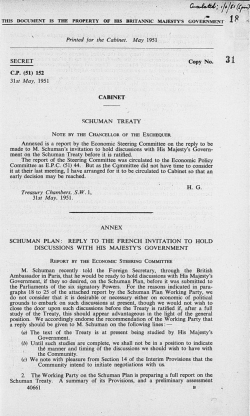 Printed for the Cabinet. May 1951 SECRET Copy No. 31st May