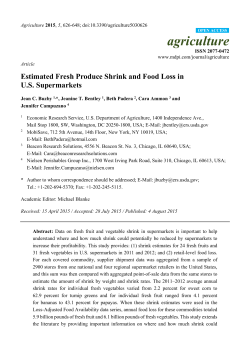 Estimated Fresh Produce Shrink and Food Loss in US