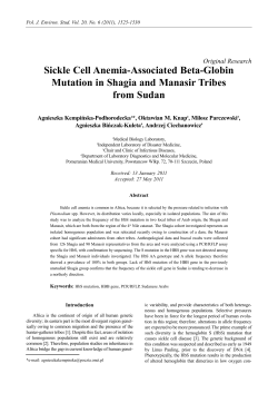 Sickle Cell Anemia-Associated Beta-Globin Mutation in Shagia and