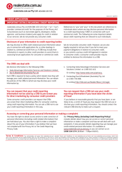 IMPORTANT DETAILS REGARDING CREDIT REPORTING